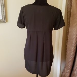 Lightweight black short-sleeved dressy top
